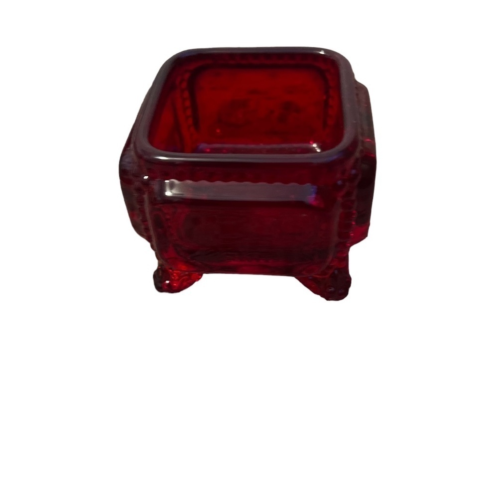 Vintage‎ Westmoreland Footed Trinket Box, Ring Box - Ruby Red Glass